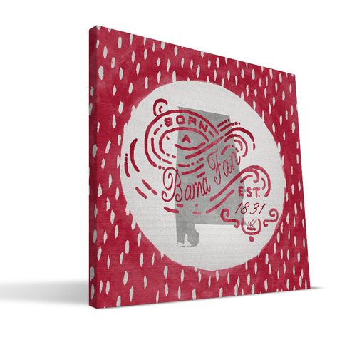 Alabama Crimson Tide Born a Fan Canvas Print