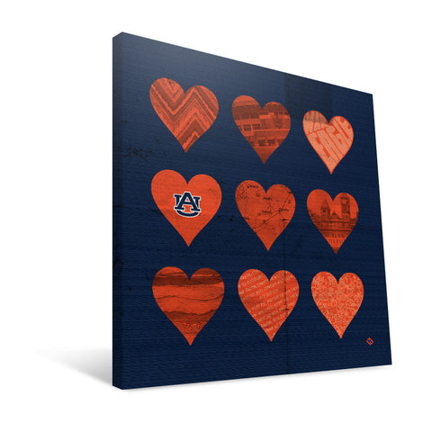 Auburn Tigers Hearts Canvas Print