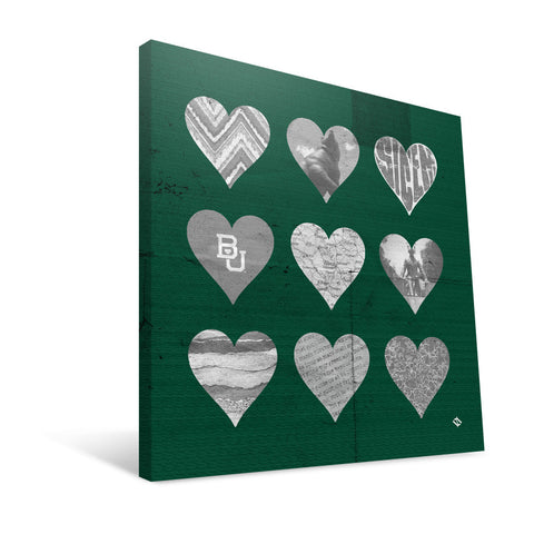 Baylor Bears Hearts Canvas Print