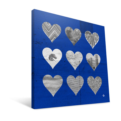 Boise State Broncos Hearts Canvas Print