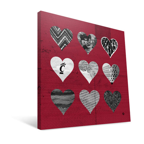 Cincinnati Bearcats Hearts Canvas Print