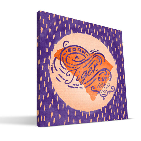 Clemson Tigers Born a Fan Canvas Print