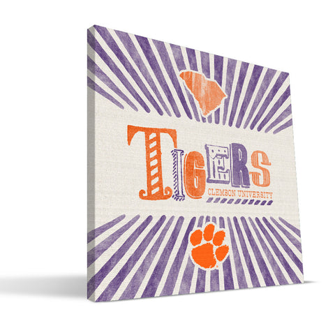 Clemson Tigers State Canvas Print