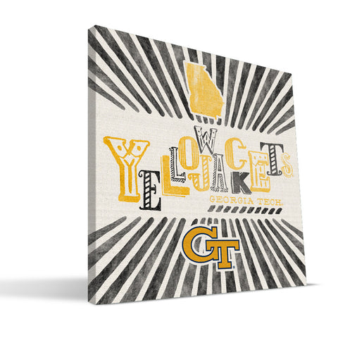 Georgia Tech Yellow Jackets State Canvas Print