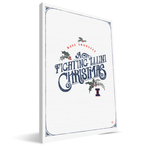 Illinois Fighting Illini Merry Little Christmas Canvas Print