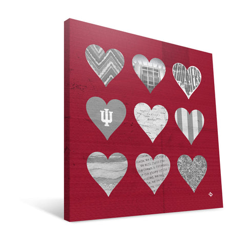 Indiana Hoosiers Hearts Canvas Print