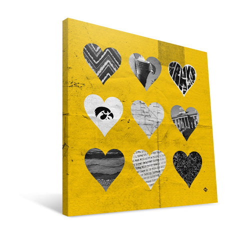 Iowa Hawkeyes Hearts Canvas Print