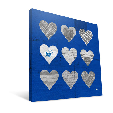 Kansas Jayhawks Hearts Canvas Print