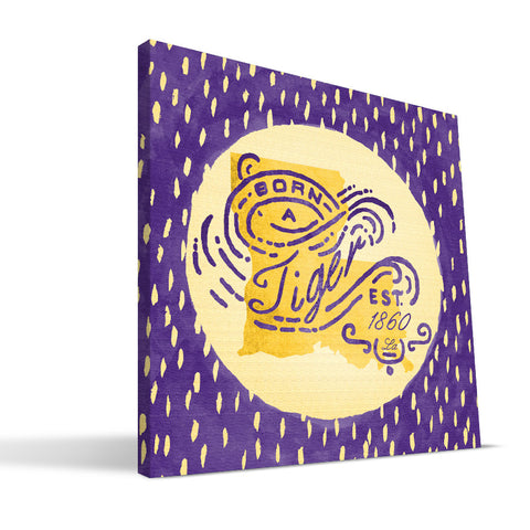 LSU Tigers Born a Fan Canvas Print