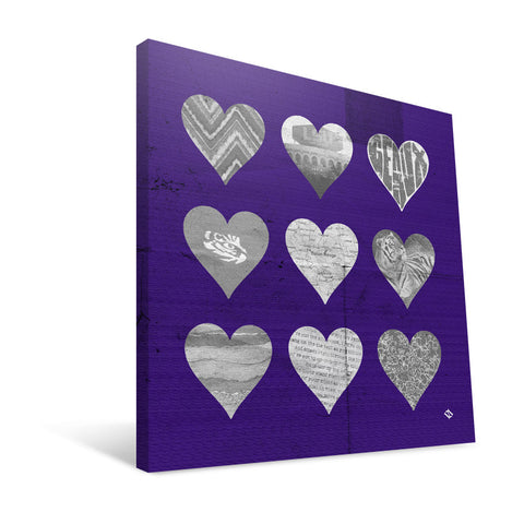 LSU Tigers Hearts Canvas Print