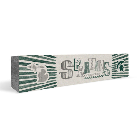 Michigan State Spartans State Rectangular Shelf Block