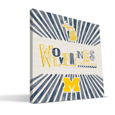 Michigan Wolverines State Canvas Print