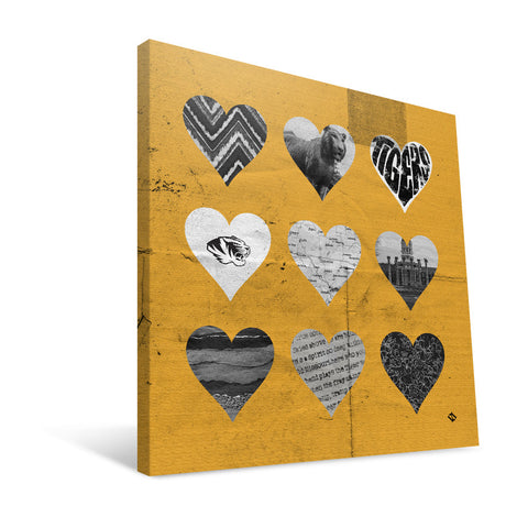 Missouri Tigers Hearts Canvas Print