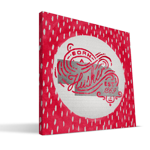 Nebraska Cornhuskers Born a Fan Canvas Print