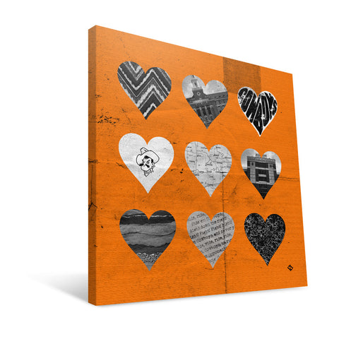 Oklahoma State Cowboys Hearts Canvas Print