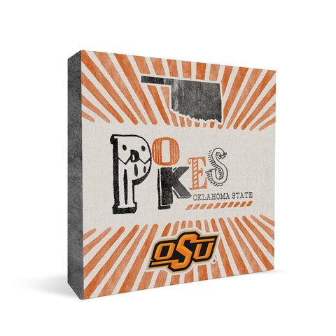 Oklahoma State Cowboys State Square Shelf Block