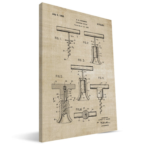 Hanson Corkscrew Patent Canvas Print