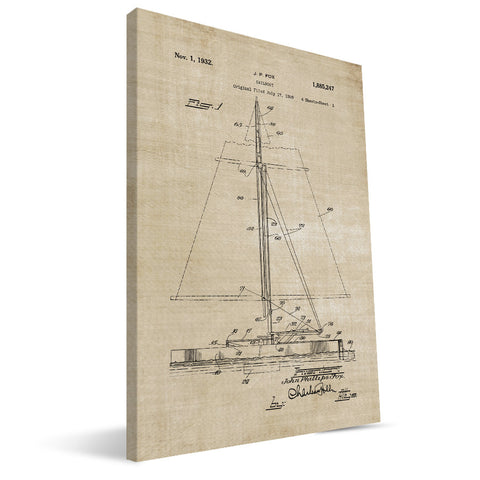 Sailboat Patent Canvas Print