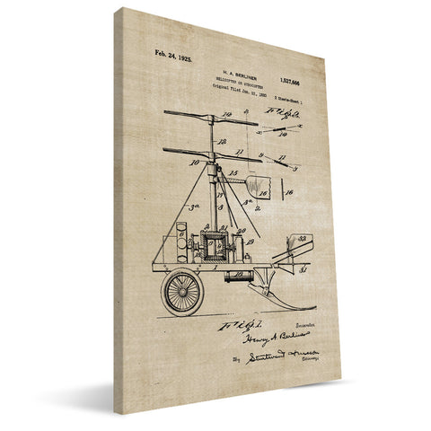 Dual-Blade Helicopter Patent Canvas Print