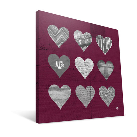 Texas A&M Aggies Hearts Canvas Print