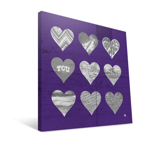 TCU Horned Frogs Hearts Canvas Print