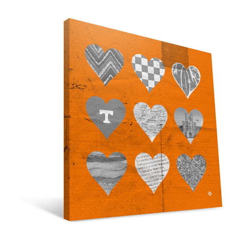 Tennessee Volunteers Hearts Canvas Print