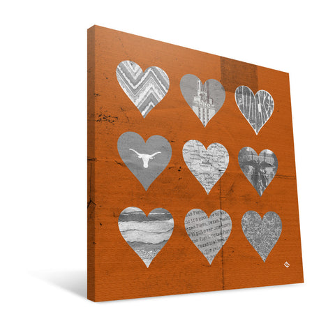 Texas Longhorns Hearts Canvas Print