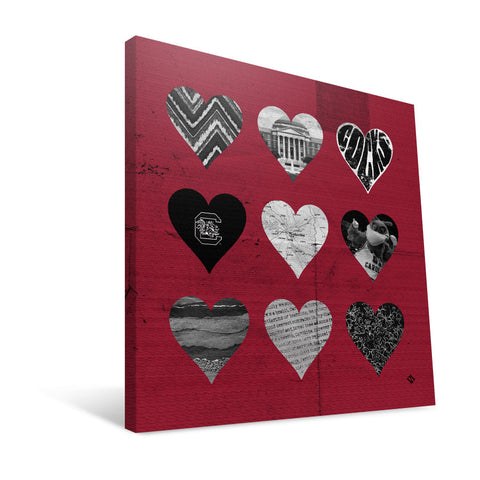 South Carolina Gamecocks Hearts Canvas Print