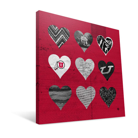 Utah Utes Hearts Canvas Print