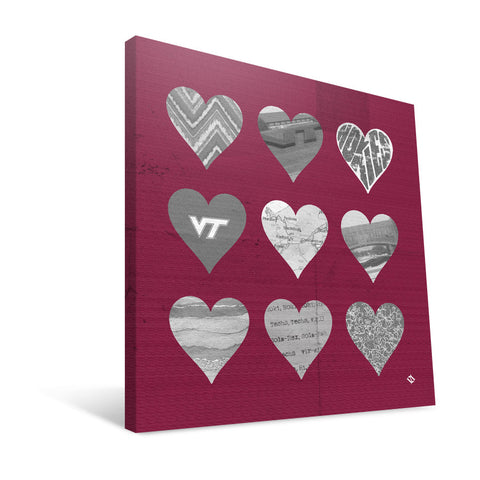 Virginia Tech Hokies Hearts Canvas Print