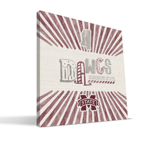 Mississippi State Bulldogs State Canvas Print