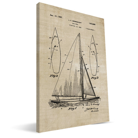 Small Sailboat Patent Canvas Print