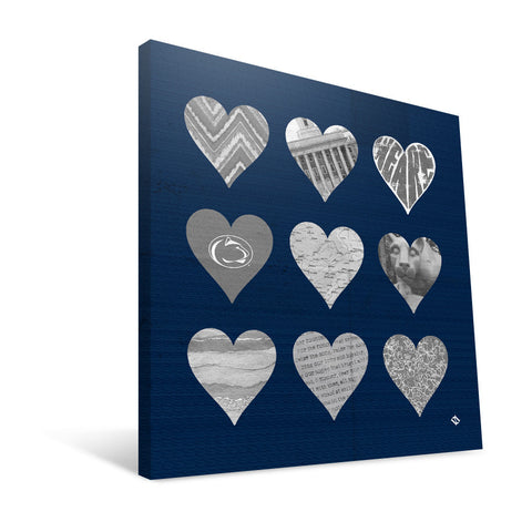 Penn State Nittany Lions Hearts Canvas Print