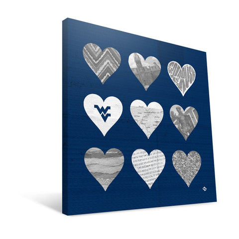 West Virginia Mountaineers Hearts Canvas Print